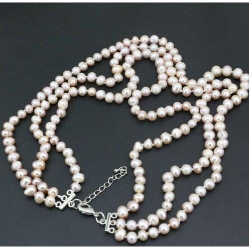3color Fashion Natural Freshwater Pearl 7-8mm Round Beads Necklace Jewelry Lady Exquisite Chain Wedding Gift 17-19inch B3457