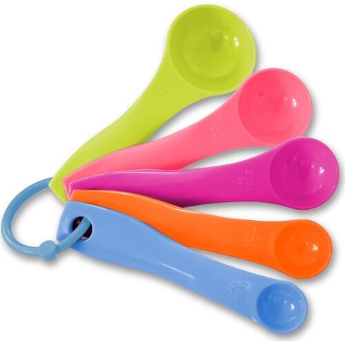 Lovely Candy Color Practical Measuring Spoons 5in1 Set Food Grade Plastic