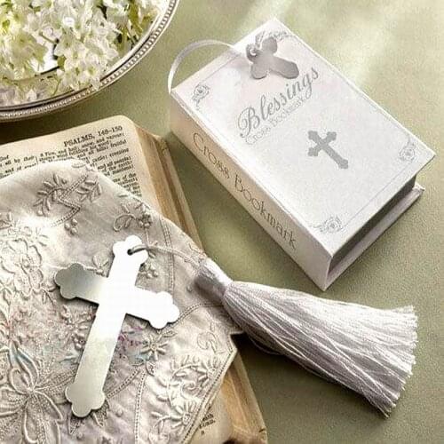 500pcs Silver Cross Bookmark Wedding Favors Baby Shower First Communion Gifts Souvenirs
