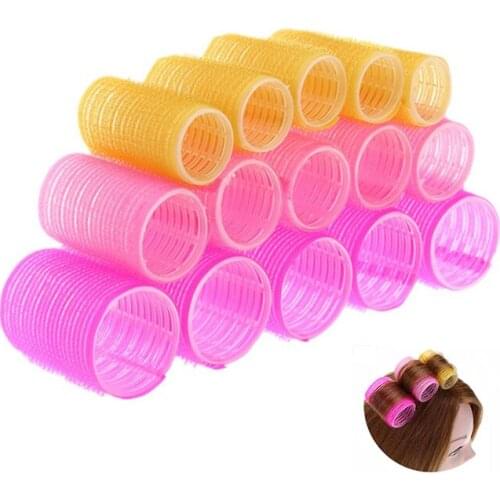 6pcs Hairdressing Home Use DIY Magic Large Self-Adhesive Hair Rollers Styling Roller Roll Curler Lazy Curler Silk Curling tools