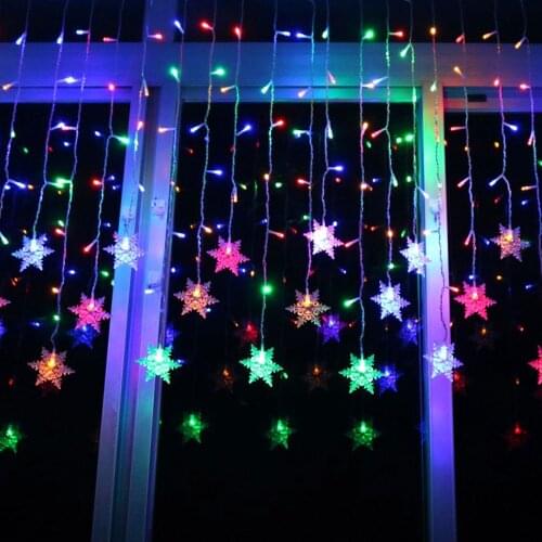 96 LEDS Snowflake Curtain String Light 8 Modes EU/US Plug New Year Garland Fairy Garden Light For Party Wedding Christmas Decor