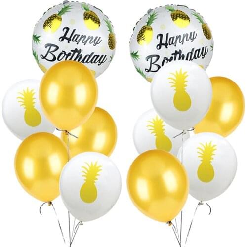 Amawill Fruit Candy Foil Strawberry Rainbow Balloons Pineapple Paper Ball Hawaiian Party Flamingo Cake Topper Disposable Straw