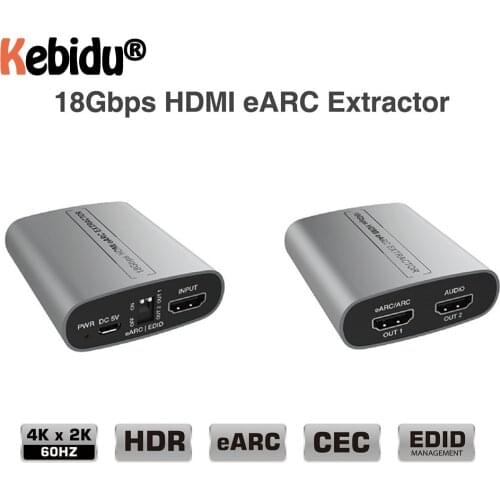 Hot 18Gbps 4K HDMI-compatible Extractor 2K 60Hz Splitters Adapter Audio Extractor ARC eARC loop For Amplifier Soundbar Speaker