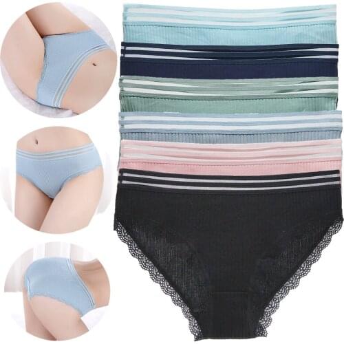 Seamless Cute Girls Briefs Womens Cotton Ultra Soft Briefs Sexy Lace Panties Bikini Soft Comfort Lingerie Fashion Women