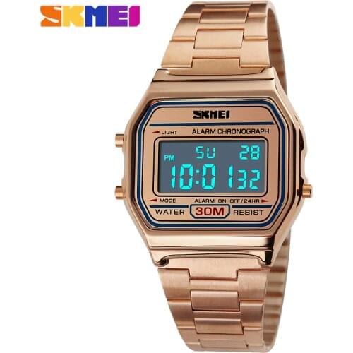 SKMEI Luxury Steel Quartz Watch Women Clock Gold Ladies Casual Wrist watch Relogio Feminino Waterproof Digital Dress Watches
