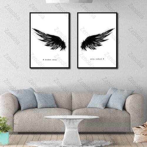 Black Feather Wings Poster for Canvas Paintings for Home Decoration Hd Printing Use In Living Room and Bedroom Still Life