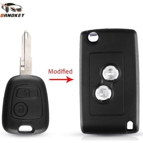 Dandkey Modified Flip 2 Button Remote Car Key Case Shell For Citroen C2 C3 Xsara Picasso For Peugeot 206 306 406 Key NE73 Blade