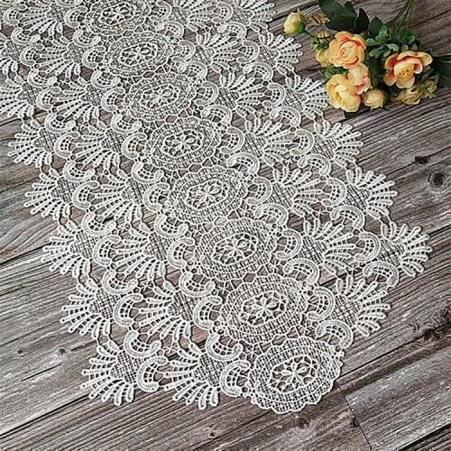 European Pastoral Lace Embroidery New White Table Runner Flag Pad Coffee TV Cabinet Cover Towel Camino De Mesa Christmas Decor