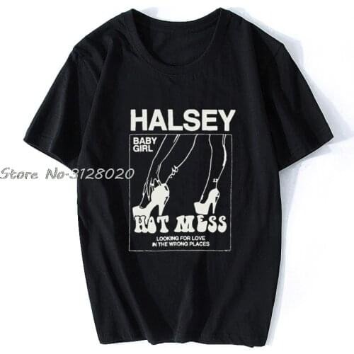 Halsey Mens Hot Mess Mens Soft T Slim Fit Tops Tee T Shirt Black Gym Sportswear Tops T-Shirt