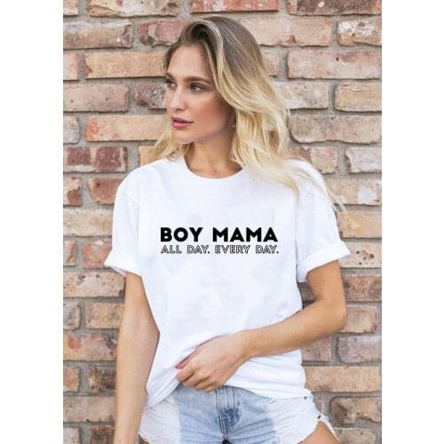 Boy Mama Letter Print Women Summer T Shirt Mom Life Harajuku Short Sleeve Tshirt Streetwear Female T-shirt Mommy Clothing Tops
