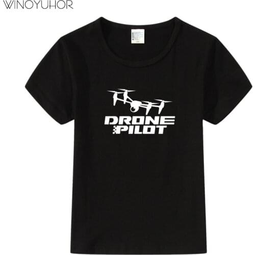 Drone Pilot Print T-Shirts Children Summer Fashion Casual Short Sleeve Kids Baby Girls Boys T Shirts Hip Hop Cool Tops