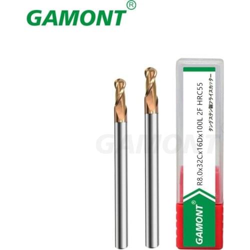 GAMONT Milling Cutter Alloy Coating Tungsten Steel Tool 100L Hrc55 Lengthening Ball Nose Endmills Top Milling Cutter Endmill