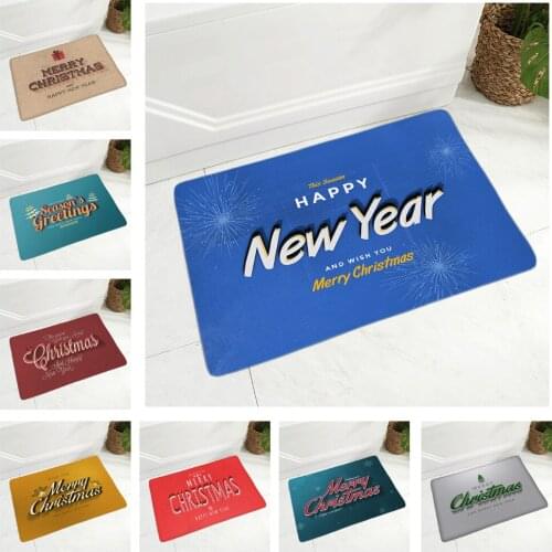 Happy New Year Doormat Soft Flannel Rug for Hallway kitchen Room Floor Door Mat Non-Slip Decor Merry Christmas Carpet 40x60