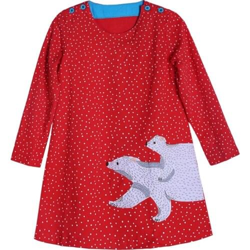 Baby Girl Red T Shirt With Polar bear 2021 Autume Kid Outfit Roundneck Casual Classic Size 18M 2 3 4 5 6 Years Old