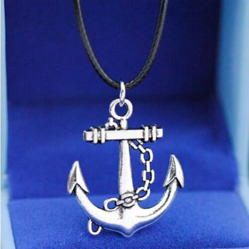Cool men womens anchor sailor charms pendant necklace HJ15
