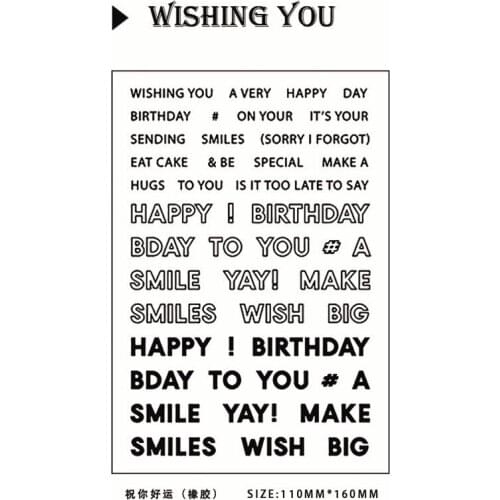 11*16CM Hot sale Wishing you Transparent Clear Stamps / Silicone Seals Roller Stamp for DIY scrapbooking photo album/Card Making