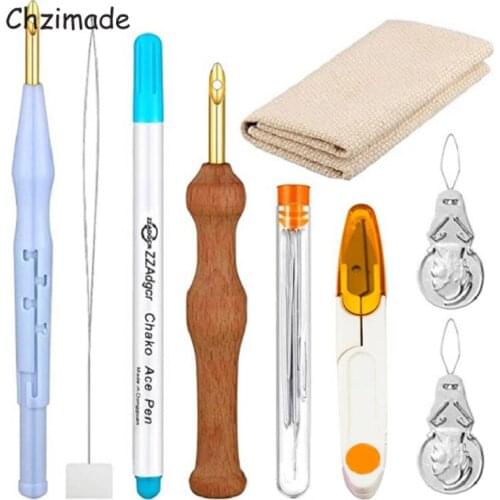 Chzimade Embroidery Stitching Punch Needle Embroidered Patterns Punch Needle Kit Knitting Sewing Craft Tools Diy Handmade Crafts