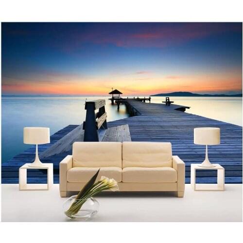 Custom photo mural 3d Modern wallpaper Wooden bridge beautiful scenery background Home decor living room wallpaper for walls 3 d