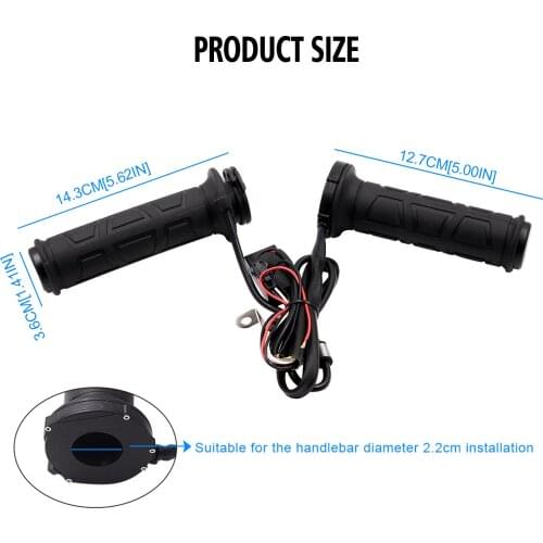 Upgrade Adjustable Motorcycle Handlebar 22mm Electric Heated Handle Heating Grips Set Handlebar Warmer Grip Cover Black