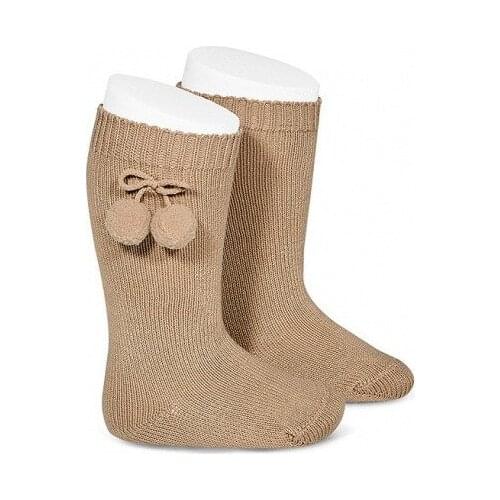 Plain cotton socks warm camel with tassels, Condor