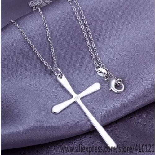 P066_2 Lucky Charm Silver Color Pendants For Women Sterling Necklace Girl Lady Accessories Fashion Pendant Cross /fkcaobj