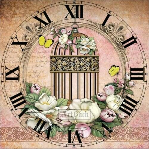 Full square 5d diy diamond painting floral wall clock 3d rhinestone mosaic diamond embroidery decorative sticker