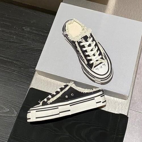 Low Slippers Soft Flat Shoes Female Slipers Women Slides Fashion Comfort 2021 Luxury Fabric Cross-tied Canvas Spring Rubber PU H