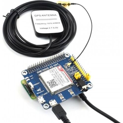SIM7600A-H 4G 3G GNSS HAT for Raspberry Pi 4B 3B+ 3B Zero W, LTE CAT4 LTE-FDD B2/B4/B12 for North America
