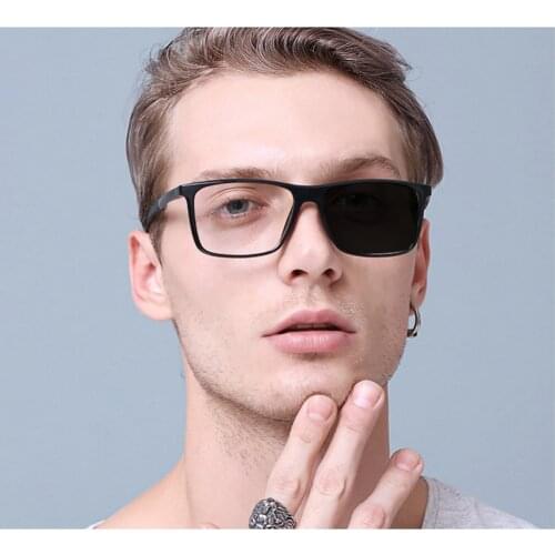2020 new male square reading glasses mens adjustable vision square sun photochromic outdoor sunglasses with box NX