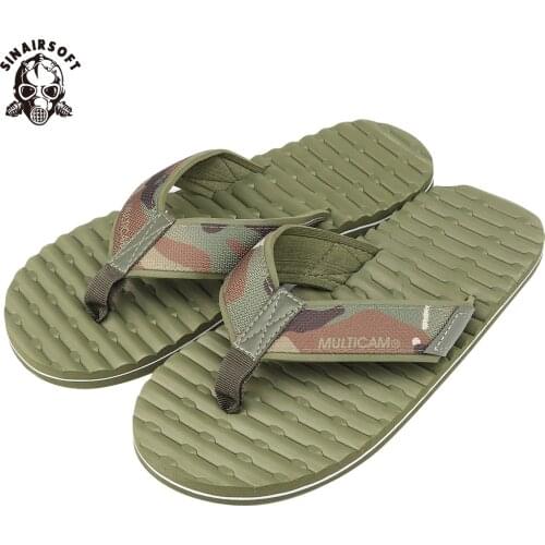 SINAIRSOFT Tactical Camouflage Flip Beach Flops Slipper Camouflage Airsoft Sandals Men Women Anti-Skid EVA Webbing Slippers