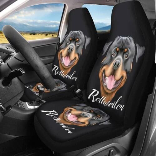 HUGSIDEA 2PCS Universal Car Front Seat Covers Cool Rottweiler Dogs Print Interior Decor Fashion Auto full Cushion Fit Most Cars