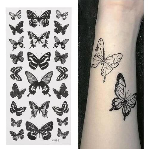 1 Sheet Waterproof Temporary Tattoo Sticker 3D Butterfly Fake Tattoo Flash Transfer Tatoo Leg Arm Hand Foot for Women Body Art