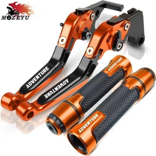 For Super Adventure 1290 2015 2016 2017 Motorcycle Accessories Extendable Brake Clutch Levers and Handlebar Hand Grips ends