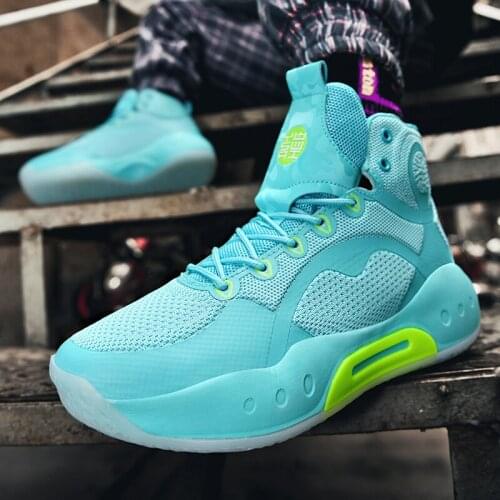 Plus Size 45 Black Basketball Shoes High Top Outdoor Sport Shoes Unisex Mesh Breathable Sneakers Men Fashion Blue Basket Homme