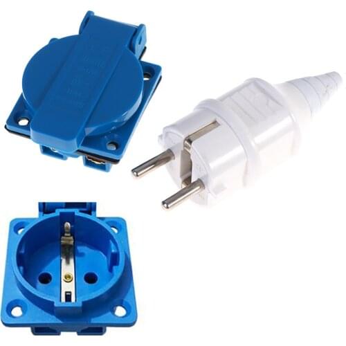 1PC Industrial Waterproof Socket EU Socket Copper Contact Body EU Plug