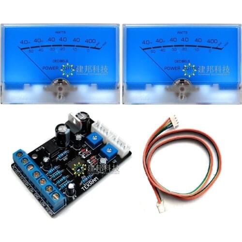2pcs VU Meter Classic Enlarged Lake Blue+1pcs Driver Board Figure Head Table DB Table Audio Power Amplifier w/Backlight