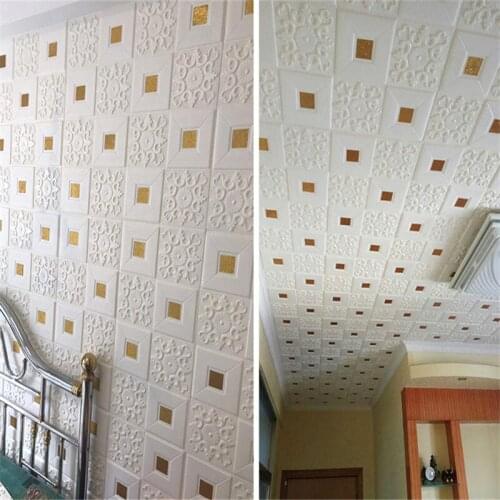 3d Tv Background Ceiling Sticker Self-adhesive Living Room Bedroom Ceiling Decoration Foam Wallpaper Ceiling Wall Sticker
