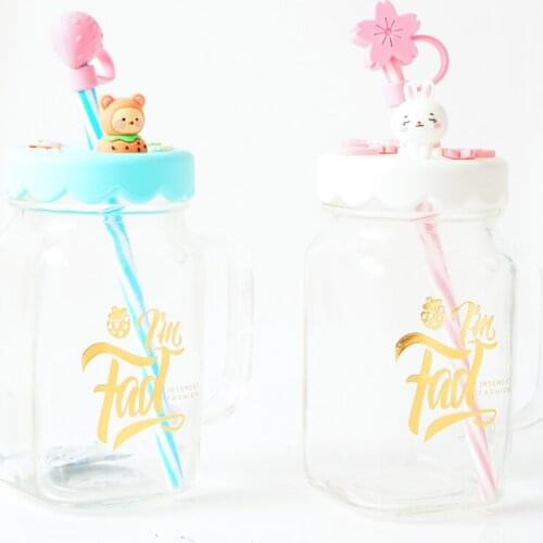 450ML Portable Drinkware Water Cup Camping Bike Bottle Glass Cup Sport Water Bottle with Straw Kitchen Tools Drink Bottle