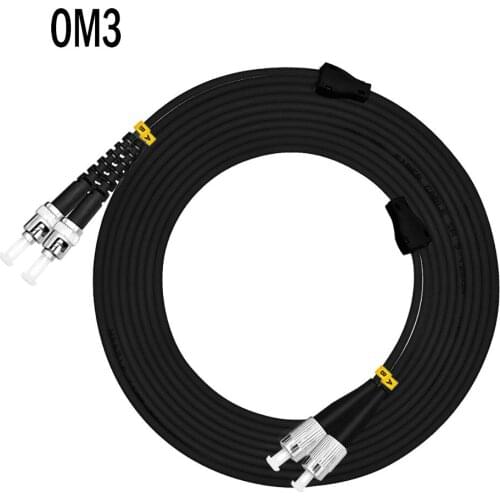Outdoor Armored 50 Meters ST-FC Duplex 10 Gigabit 50/125 Multimode Fiber Optical Cable OM3 Black 10G ST to FC Patch Cord Jumper