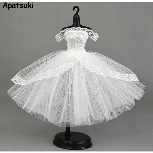White Lace Handmade Tutu Dress For Blythe Doll Clothes Outfits Princess Evening Party Gown Skirt Bridal Dresses Doll Accessories