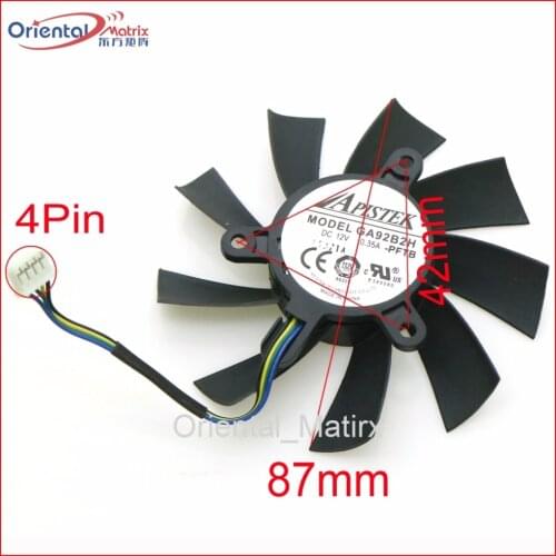 Free Shipping GA92B2U - PFTB 12V 0.35A 4Pin 87mm VGA Fan For Dataland DEVIL R9 390X Graphics Card Cooler Cooling Fan