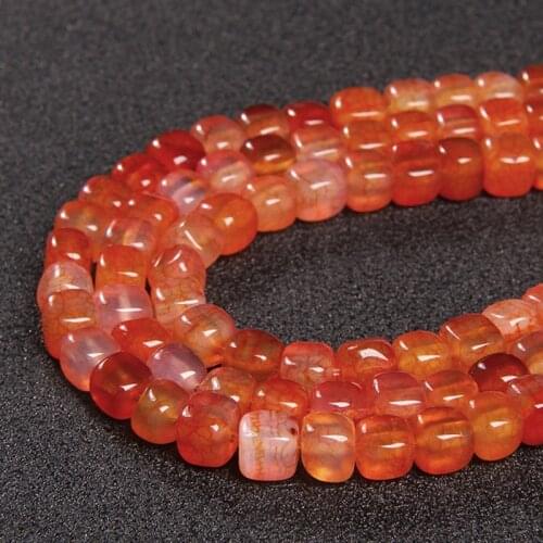 Orange Agates Stone Cube Square Natural Loose Spacer Beads for Jewelry Making DIY Charm Bracelet Necklace Accessries 6-8mm 15"