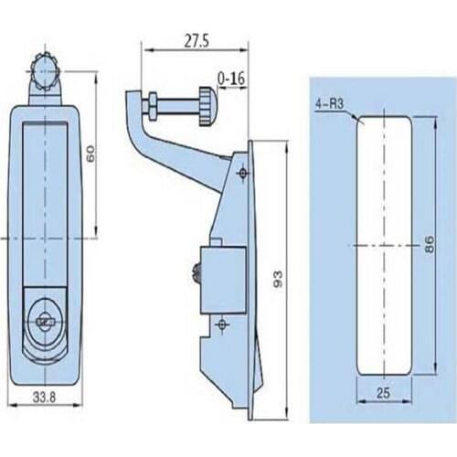 Black Compression Latch Replacement for Southco C2-43-25 Flush Lever with Keys