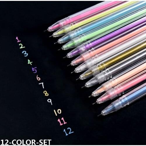 9/12 PCS Colored Gel Pens colorful neutral Replaceable refills Kawaii Ballpoint pen Fine point 0.6mm Stationery school supplies