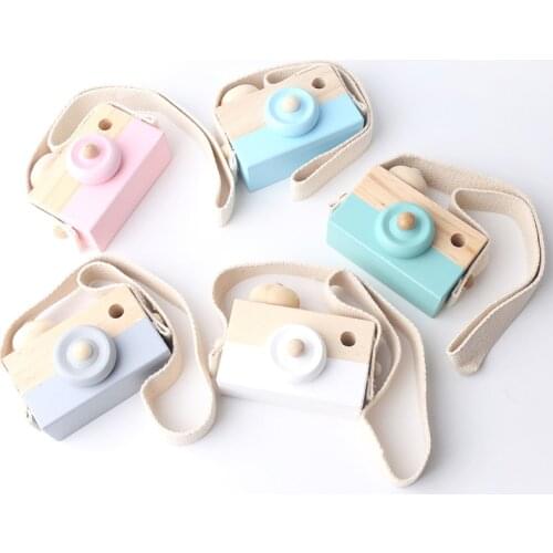 Wooden Camera Pink Green White Blue Grey Mini Wood Camera Craft Home Kids Room Decoration Accessories Mini Wood Cameras