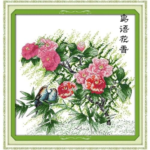 Joy Sunday Flowers And birdsong(3)Chinese Cross Stitch Kits Ecological Cotton Clear Stamped DIY Gift Wedding Decoration For Home