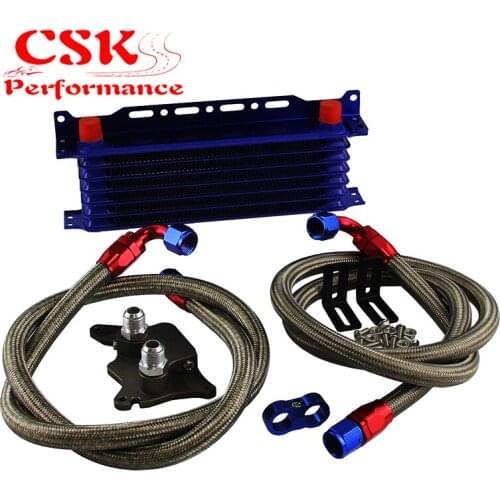 7 Row 262mm AN10 Trust Oil Cooler Kit Fits For BMW Mini Cooper R56 Supercharger Gold/Blue
