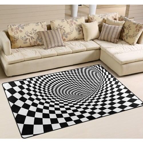 Creative 3D Vortex Illusion Black White Geometric Room Carpet Entrance Doormat Living Room Bedroom Non-slip Floor Mat Home Decor