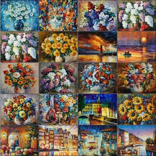 Cross stitch cuadros full square 5d diamond painting kit set Landscape color flower sunflower cat complet mosaic dirll drawing