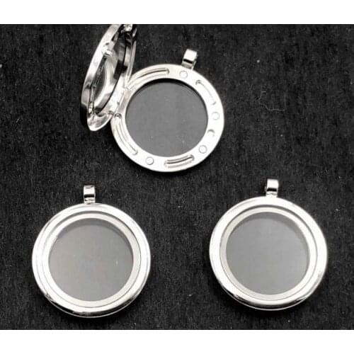 50PCS/lot 30MM Round Plain Silver Color Glass Magnetic Memory Pendant Floating Locket Fit For Floating Locket Charms